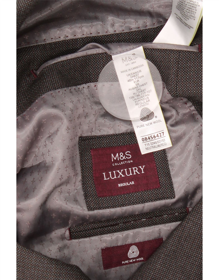 Marks & Spencer Mens Regular Fit 2 Button Blazer Jacket UK 46 XL Grey