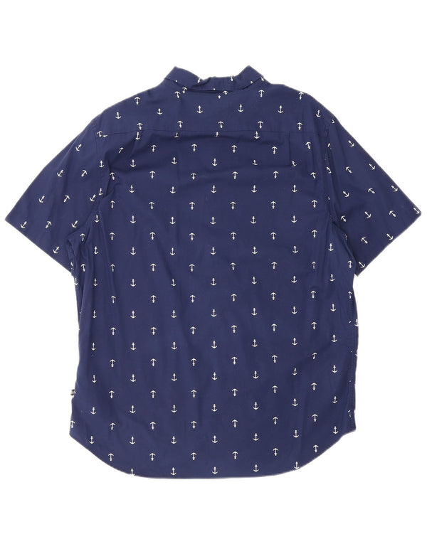 Nautica Mens Stretch Short Sleeve Abstract Pattern Shirt Large Navy Blue