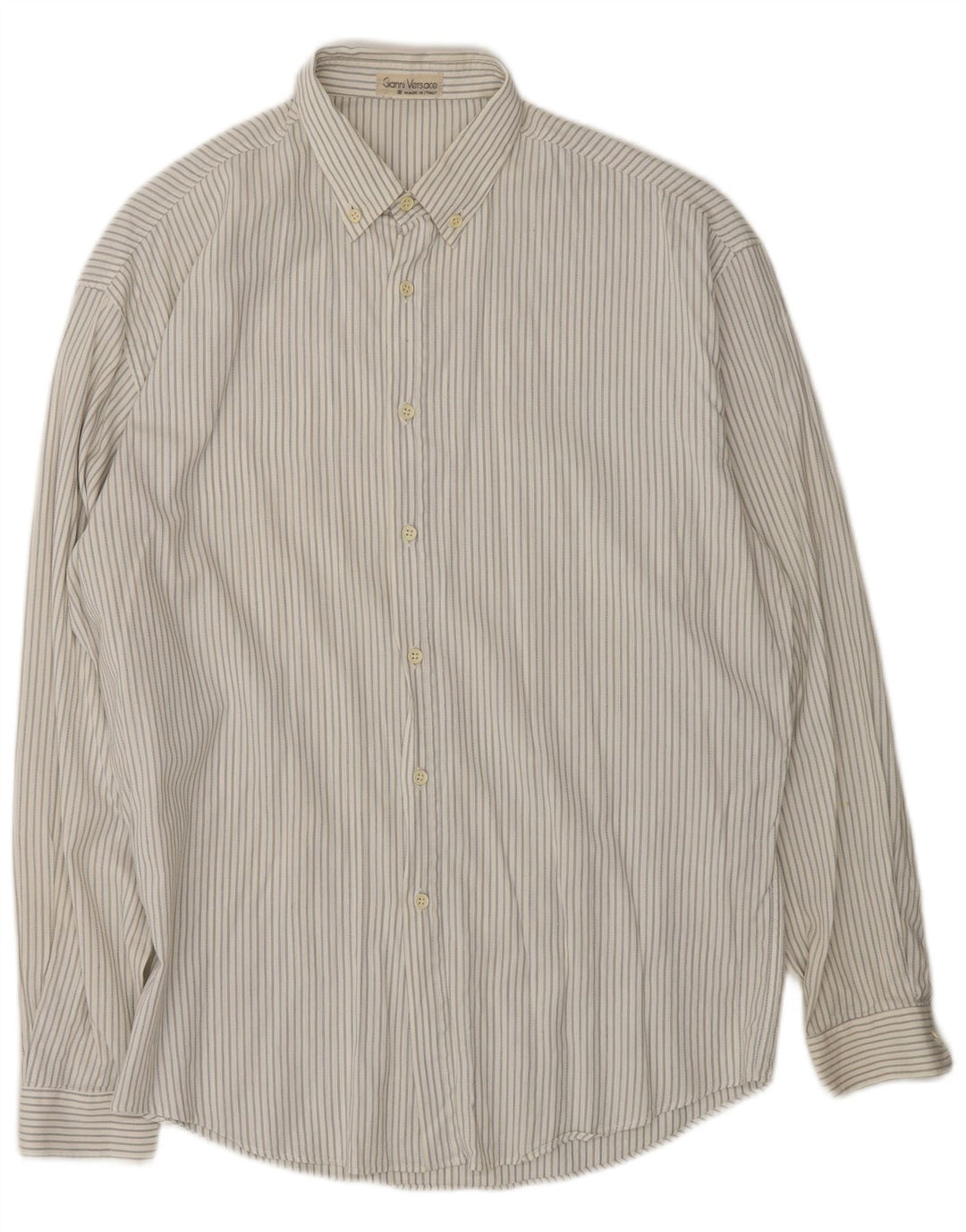 Gianni Versace Mens Shirt Medium White Striped
