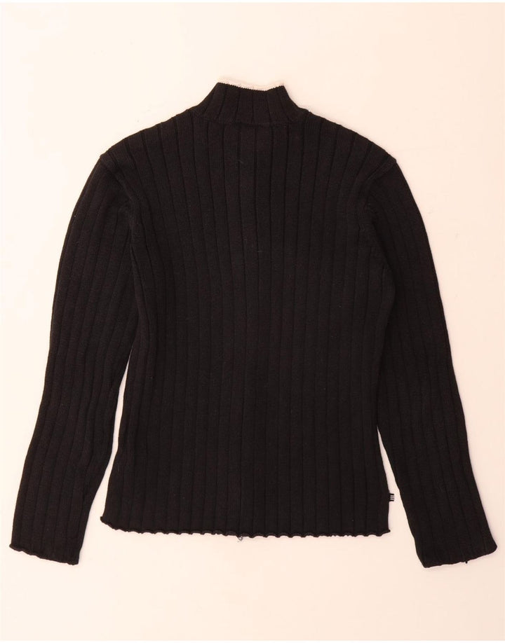 ADIDAS Womens Cardigan Sweater UK 12 Medium Black Cotton