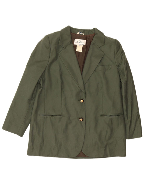 Les Copains Womens 2 Button Blazer Jacket IT 52 2XL Khaki Wool