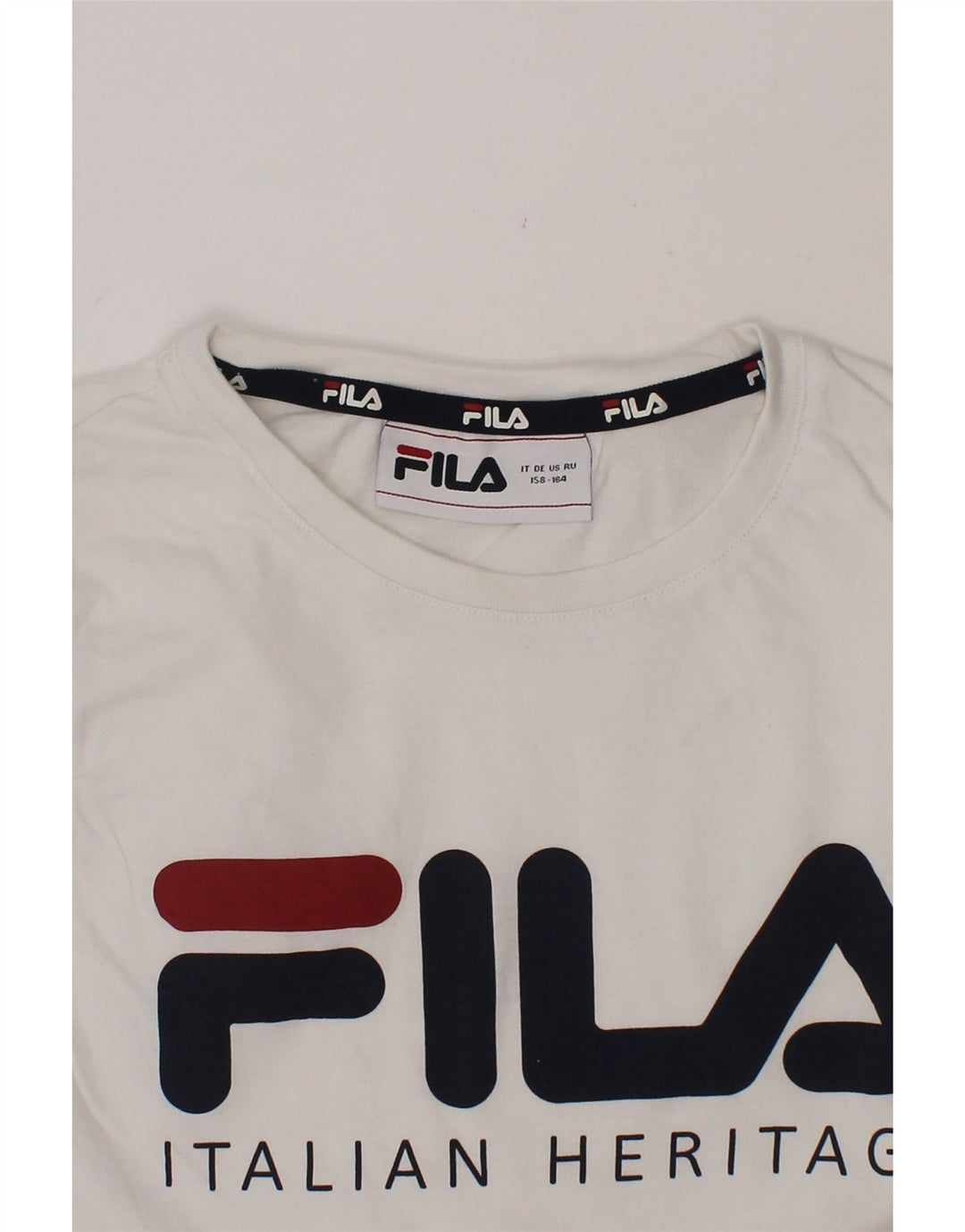FILA Boys Graphic Vest Top 13-14 Years White Cotton Vintage Fila and Second-Hand Fila from Messina Hembry 
