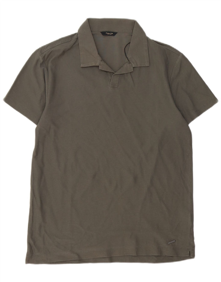 MASSIMO DUTTI Mens Polo Shirt Small Grey Cotton
