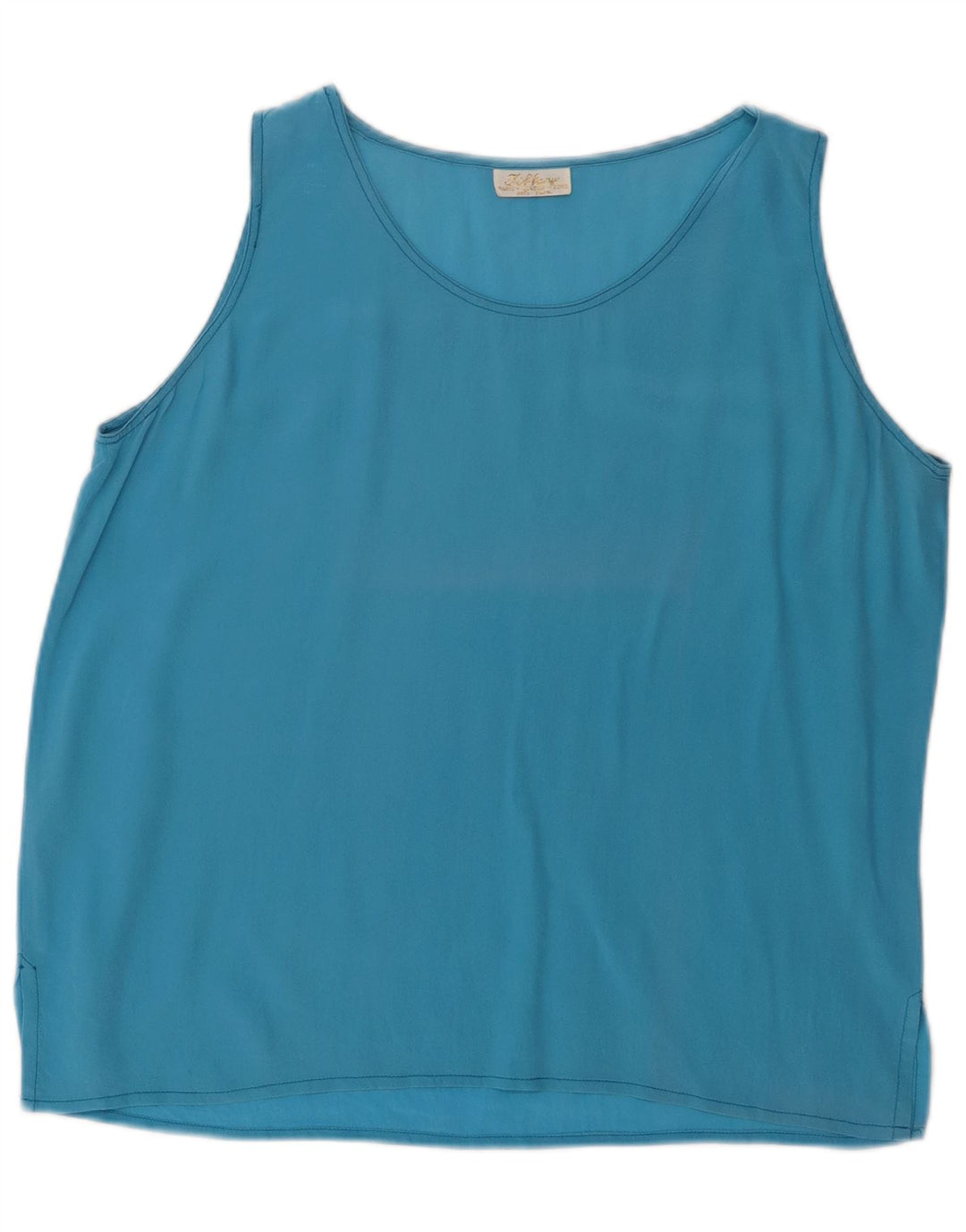 Tiffany Womens Sleeveless Blouse Top UK 14 Medium Blue Silk