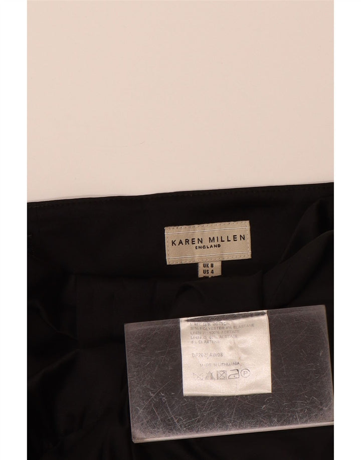 KAREN MILLEN Womens Ruffle Front Strapless Dress UK 8 Small  Black Cotton