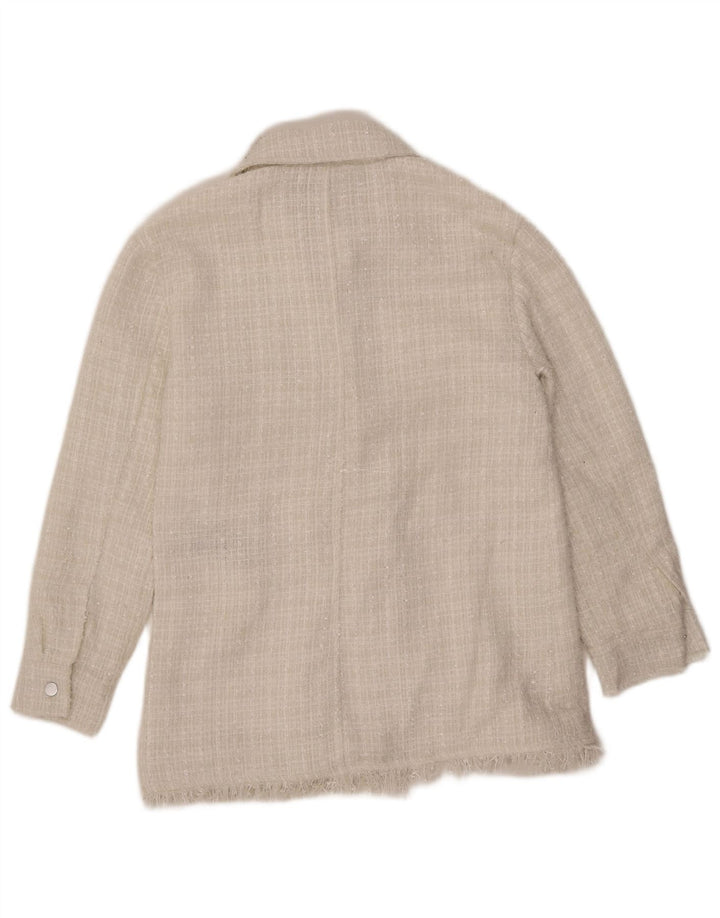 7 FOR ALL MANKIND Womens Bomber Jacket UK 12 Medium White Polyester