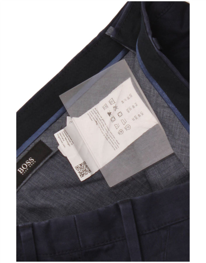 HUGO BOSS Mens Slim Chino Trousers IT 46 Small W32 L32 Navy Blue Cotton