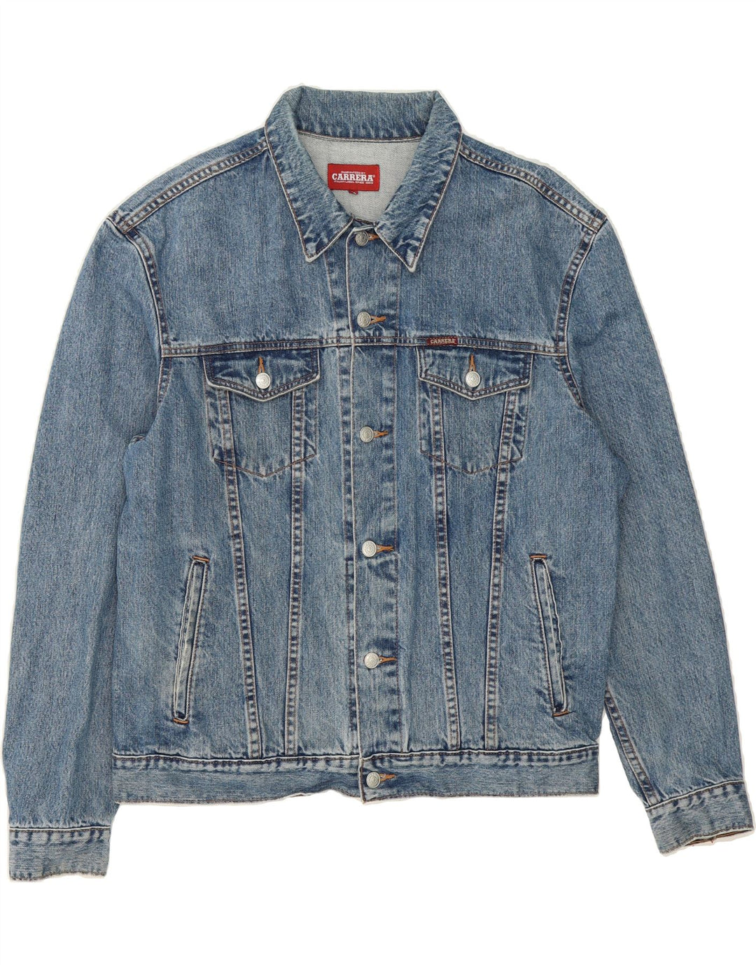 CARRERA Mens Denim Jacket UK 42 XL Blue Cotton Vintage Carrera and Second-Hand Carrera from Messina Hembry 