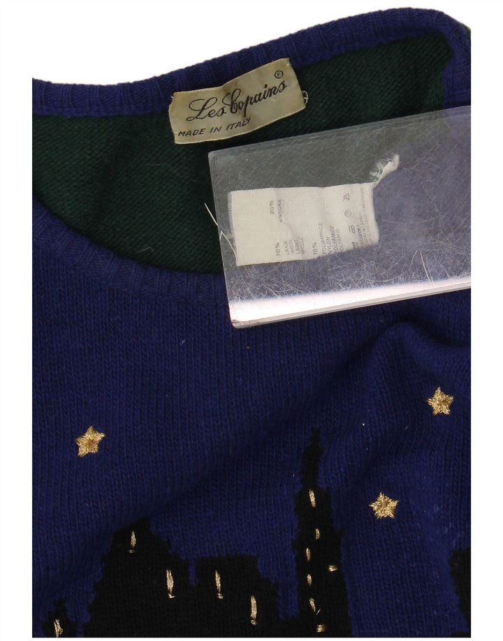 LES COPAINS Womens Crew Neck Jumper Sweater UK 18 XL Green Colourblock