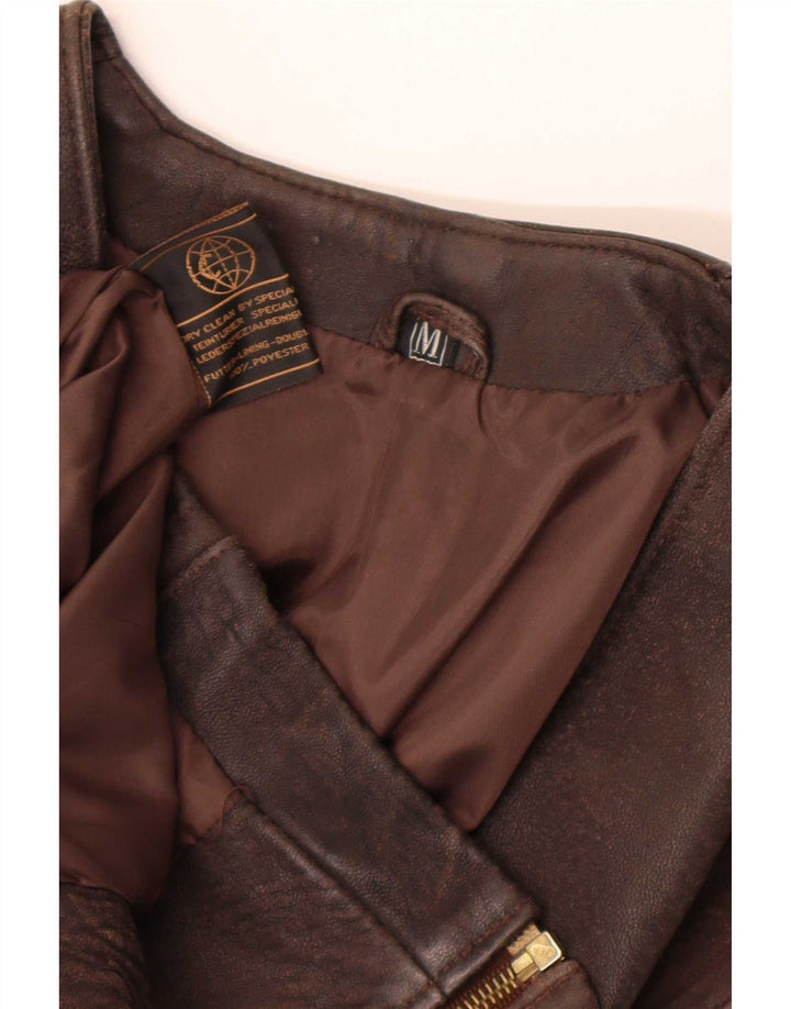 Vintage Mens Leather Gilet UK 38 Medium Brown
