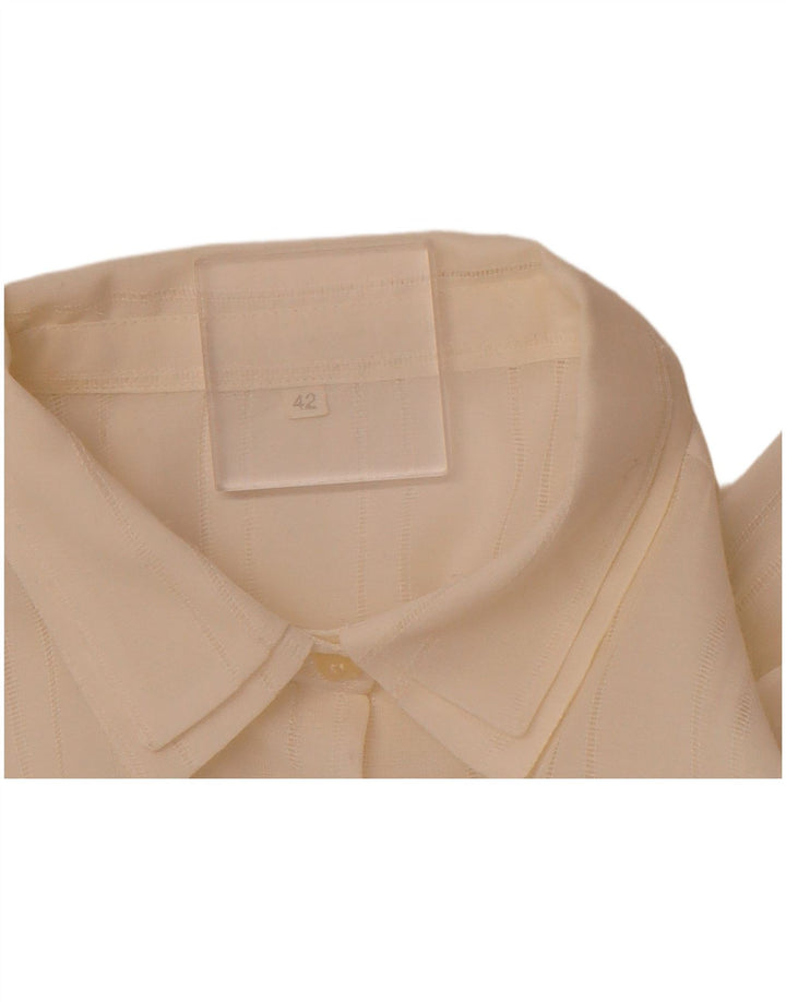 VINTAGE Womens Shirt Blouse IT 42 Medium Off White Striped