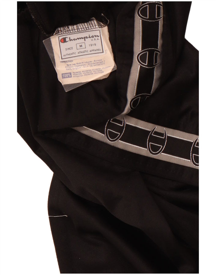 CHAMPION Womens Graphic Tracksuit Trousers UK 12 Medium  Black Polyester