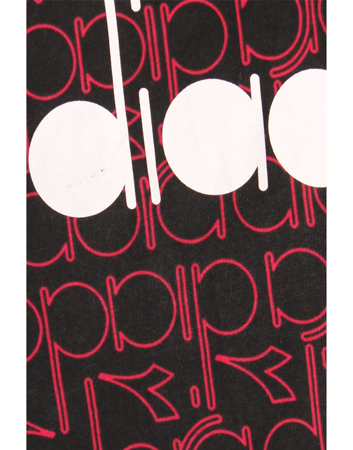 DIADORA Mens Graphic Hoodie Jumper Medium Black Cotton