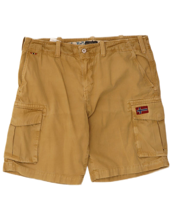 Napapijri Mens Cargo Shorts W35 Large Beige Cotton