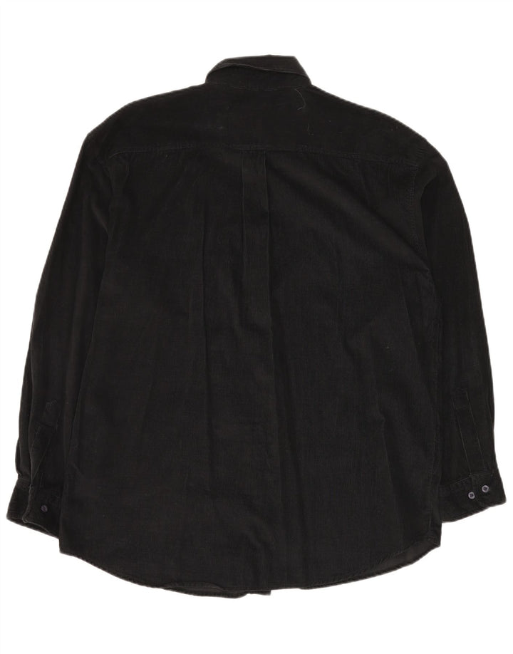 STONE HARBOUR Mens Corduroy Shirt Medium Black Cotton