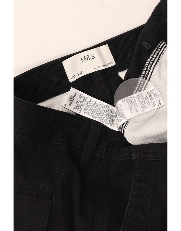 Marks & Spencer Mens Slim Cargo Trousers W40 L29 Black Cotton
