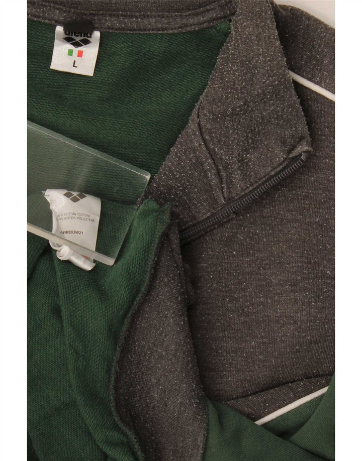 Arena Mens Tracksuit Top Jacket Large Grey Colourblock Cotton