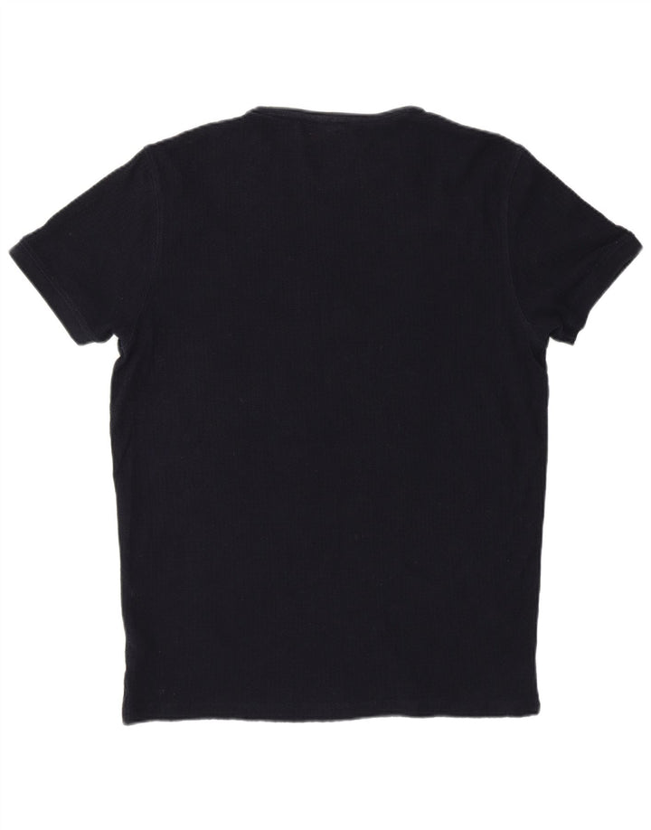 Massimo Dutti Womens T-Shirt Top UK 14 Large Navy Blue Cotton