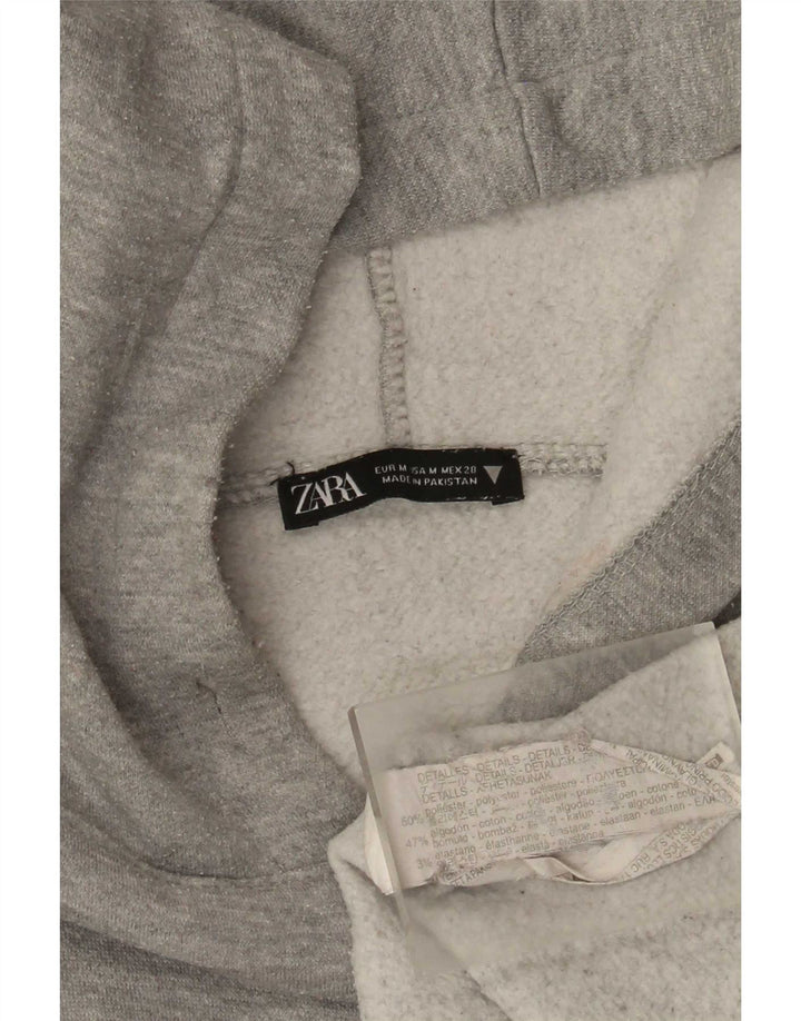 Zara Mens Hoodie Jumper Medium Grey Polyester
