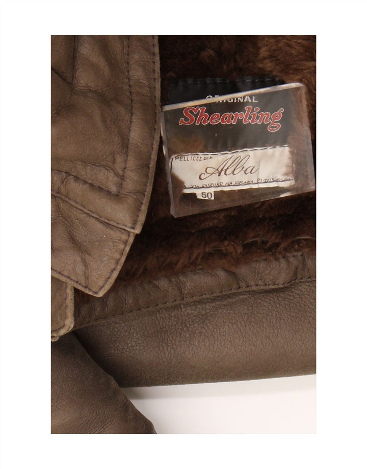 Vintage Mens Shearling Jacket IT 50 Large Brown Shearling