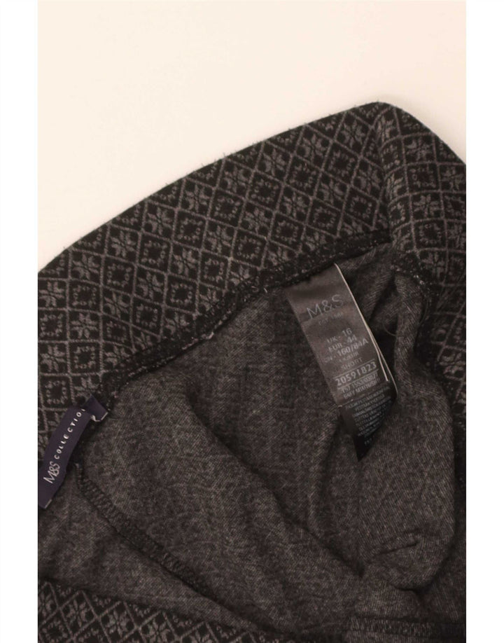 Marks & Spencer Womens Capri Leggings UK 16 Large Grey Geometric Polyester