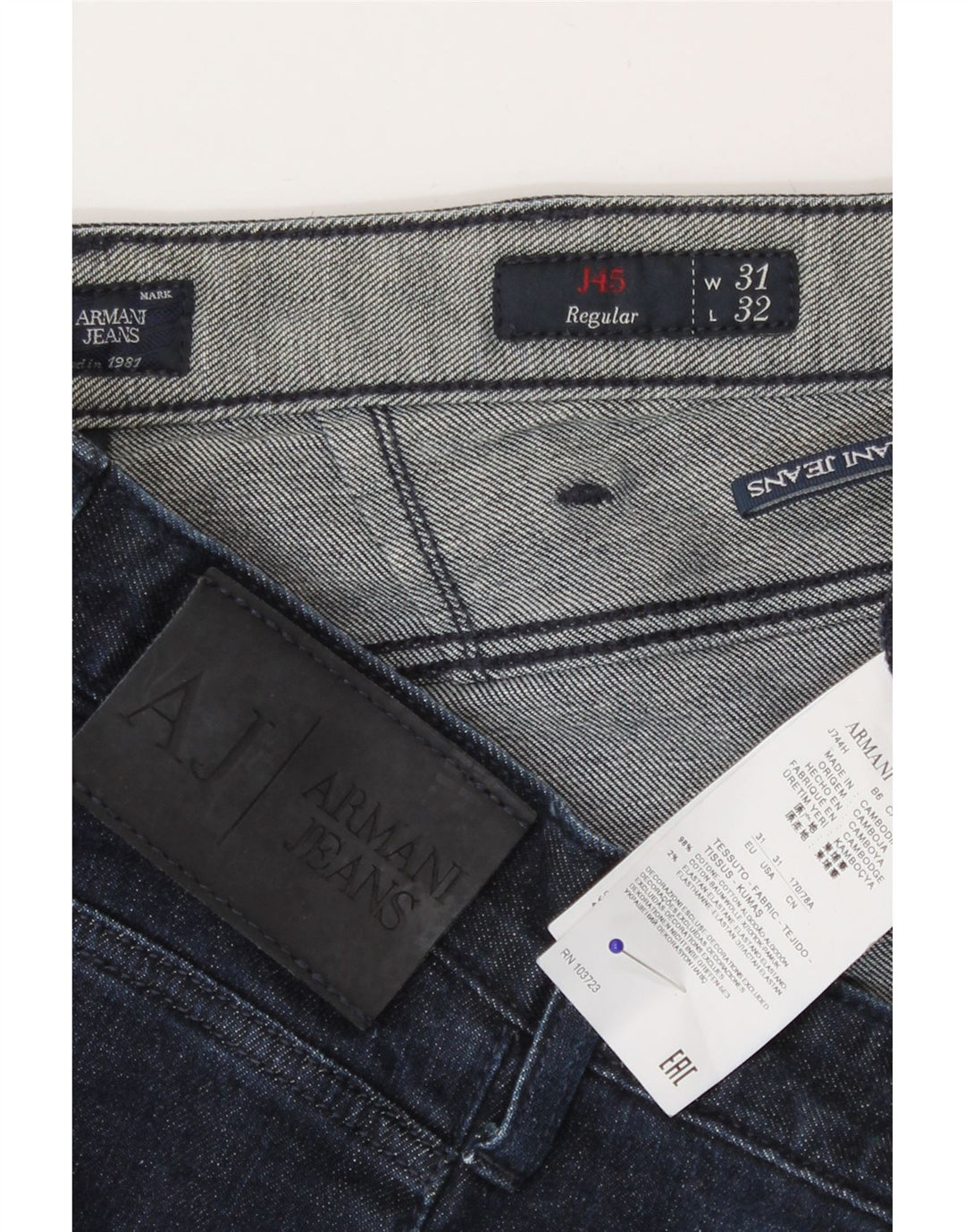Armani Womens Regular Straight Jeans W31 L27 Navy Blue Cotton