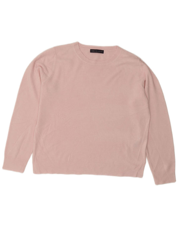 Marks & Spencer Womens Crew Neck Jumper Sweater UK 16 Large Pink Acrylic