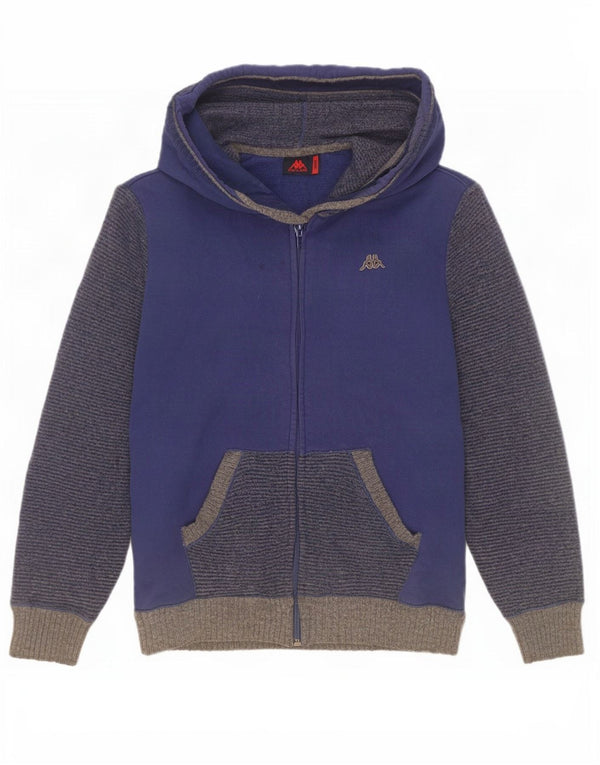 Kappa Mens Hooded Cardigan Sweater Small Blue Colourblock Lambswool