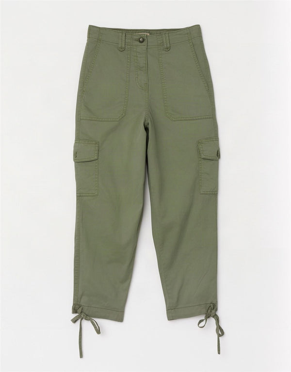 Marks & Spencer Womens Crop Cargo Trousers Medium W26 L23 Green Lyocell