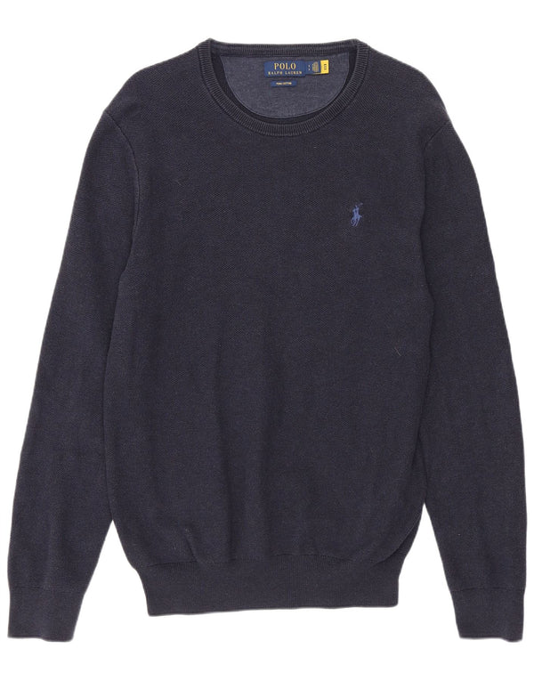 Polo Ralph Lauren Mens Crew Neck Jumper Sweater Small Navy Blue Classic