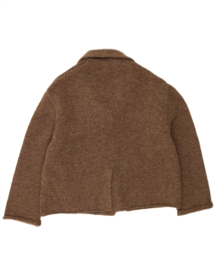 Zara Womens Oversized Cardigan Sweater UK 10 Small Brown Polyester