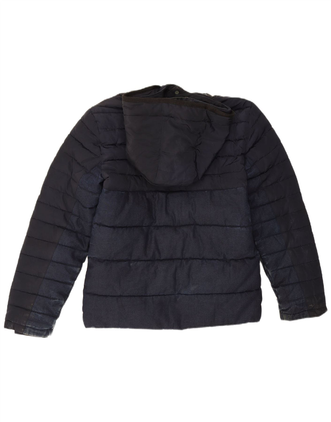 Zara Mens Hooded Padded Jacket UK 36 Small Navy Blue Polyester