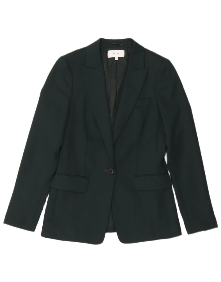 Reiss Womens 1 Button Blazer Jacket UK 8 Small Green