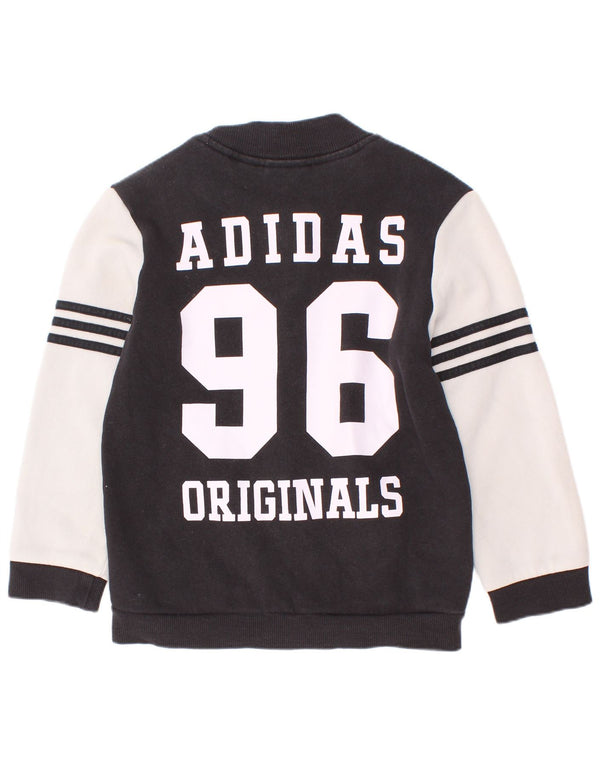 Adidas Boys Graphic Tracksuit Top Jacket 4-5 Years Black Colourblock Cotton