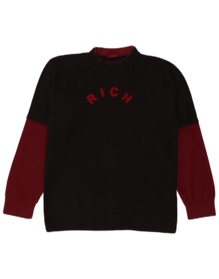 Richmond Mens Graphic Crew Neck Jumper Sweater Medium Black Colourblock
