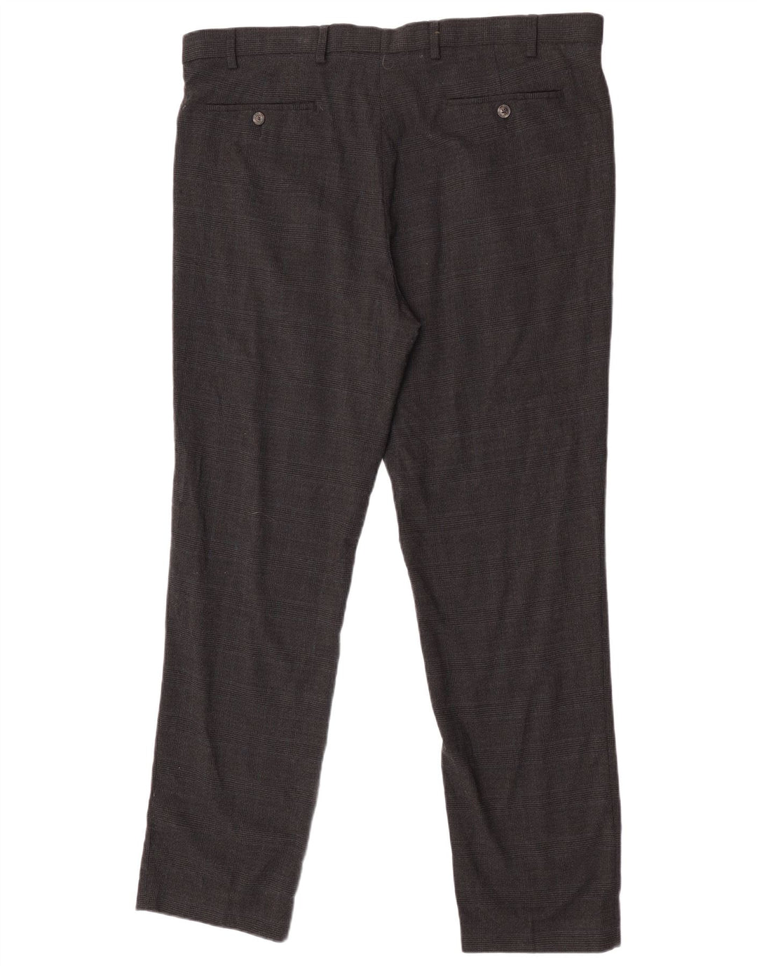 Marks & Spencer Mens Regular Suit Trousers W40 L32 Black Check Wool