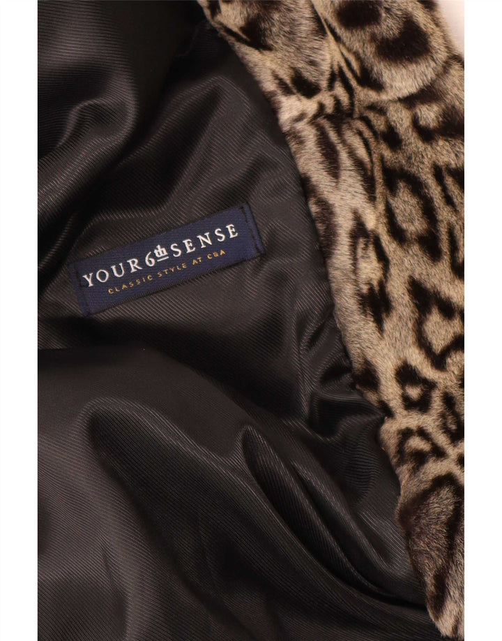 C&A Womens YOUR SIXTH SENSE Overcoat IT 44 Medium Brown Animal Print