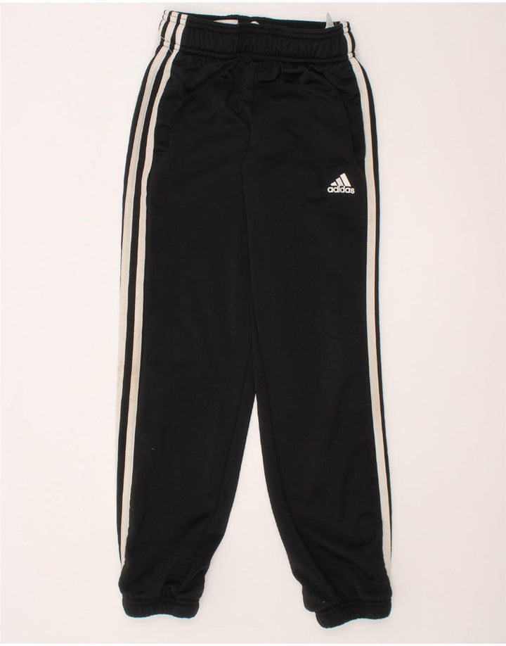 ADIDAS Boys Tracksuit Trousers Joggers 7-8 Years  Black Polyester