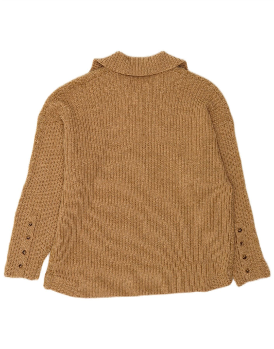 Indi & Cold Womens Oversized Polo Neck Jumper Sweater UK16 Large Beige Wool