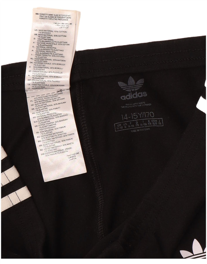 ADIDAS Girls Leggings 14-15 Years Black Cotton