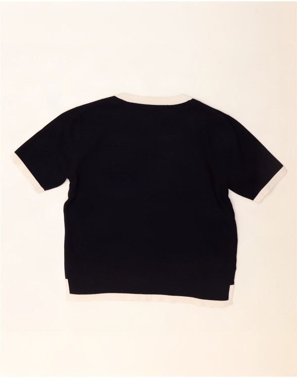 Zara Womens T-Shirt Top UK 14 Medium Navy Blue Colourblock
