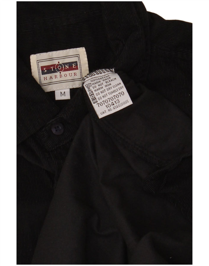 STONE HARBOUR Mens Corduroy Shirt Medium Black Cotton