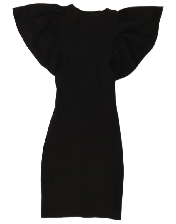 Zara Womens Batwing Bodycon Dress UK 8 Small Black Cotton