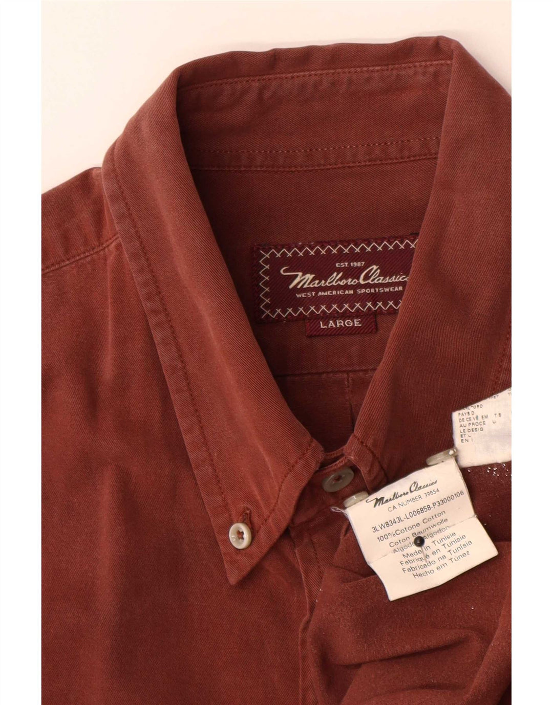 Marlboro Classics Mens Shirt Large Brown Cotton