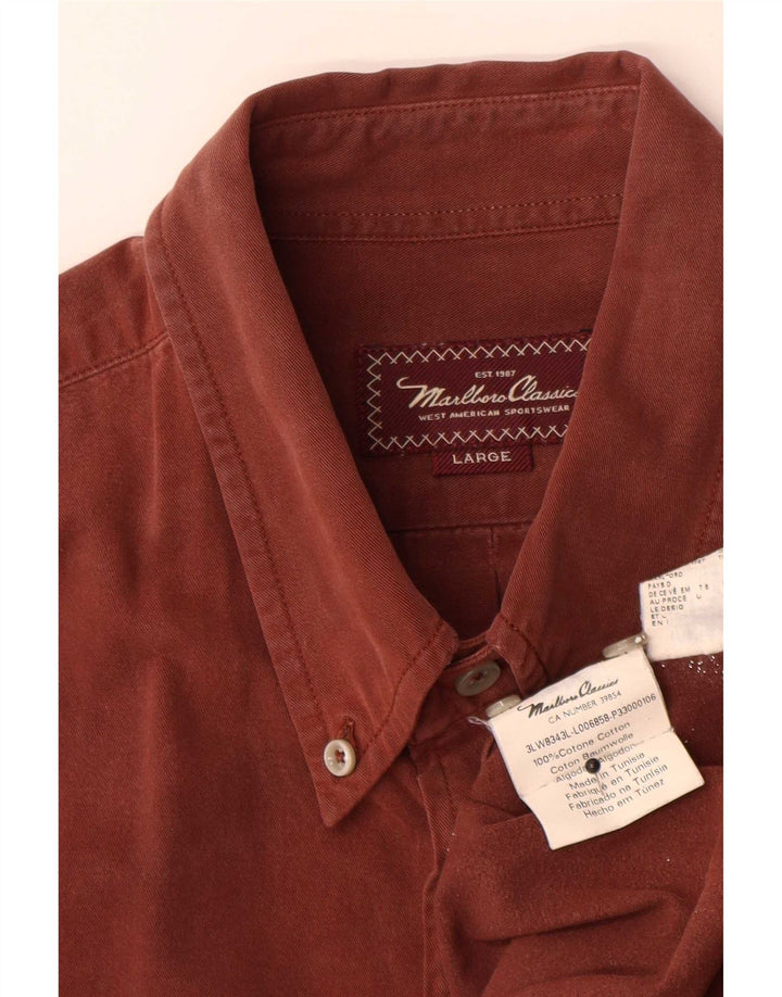 Marlboro Classics Mens Shirt Large Brown Cotton