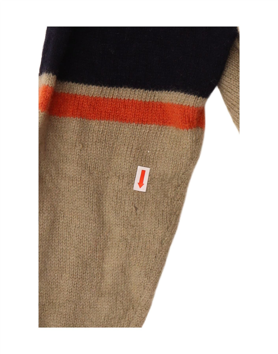 Kappa Womens Zip Neck Jumper Sweater Medium Beige Striped Wool Classic