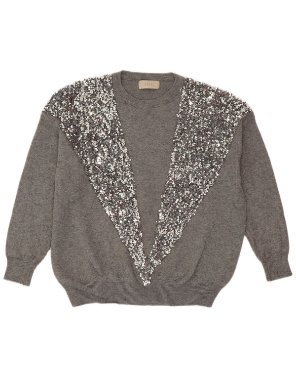 COAST Womens Crew Neck Jumper Sweater UK 14 Large Grey Viscose