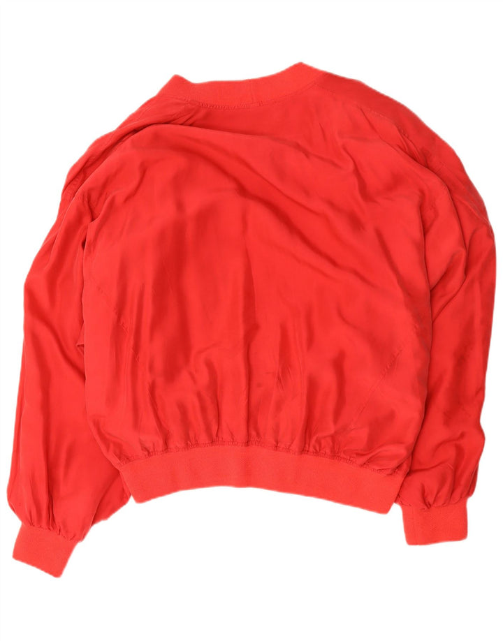 Vintage Mens Graphic Bomber Jacket UK 42 XL Red Silk
