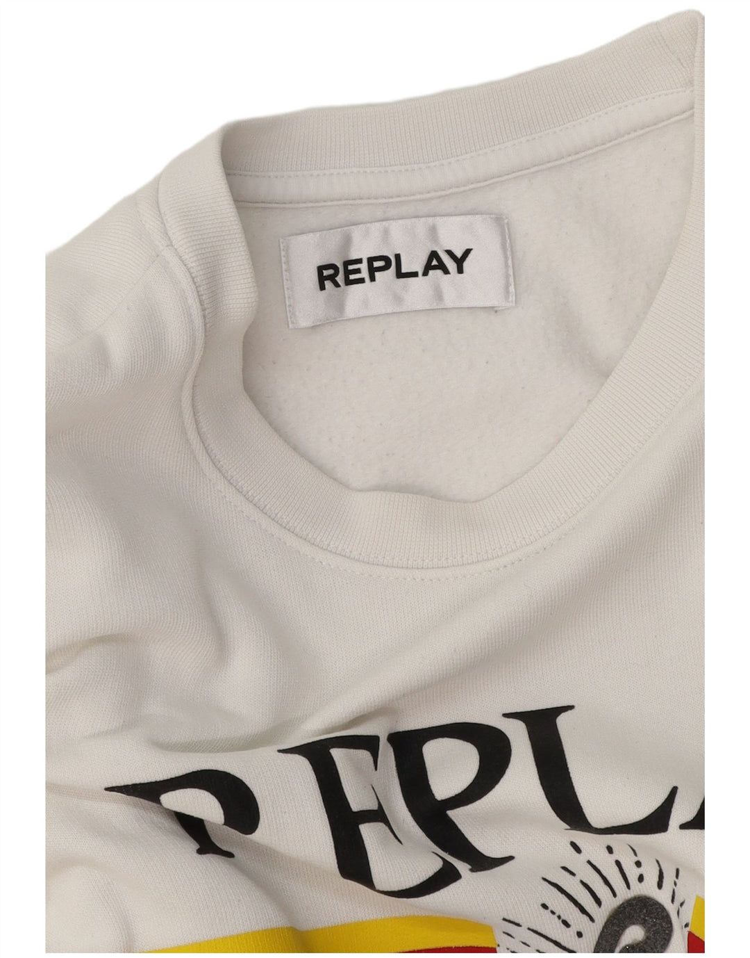 REPLAY Womens Graphic Sweatshirt Jumper UK 16 Large White