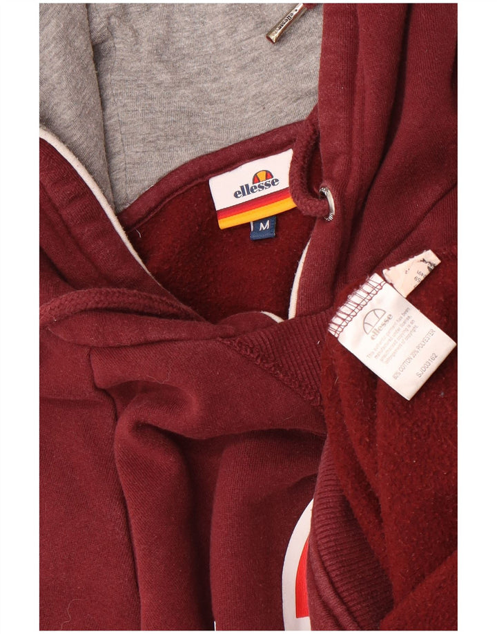 Ellesse Mens Graphic Hoodie Jumper Medium Maroon Cotton